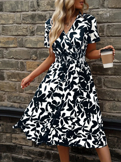 Odette – Wikkeljurk met groene botanische print