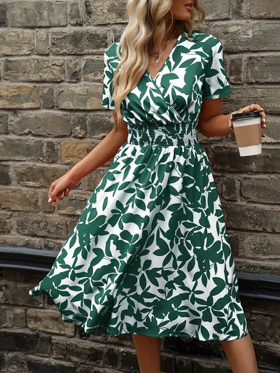 Odette – Wikkeljurk met groene botanische print