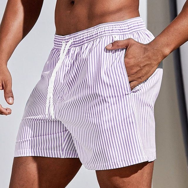 Vero – Gestreepte heren zwemshorts met elastische tailleband