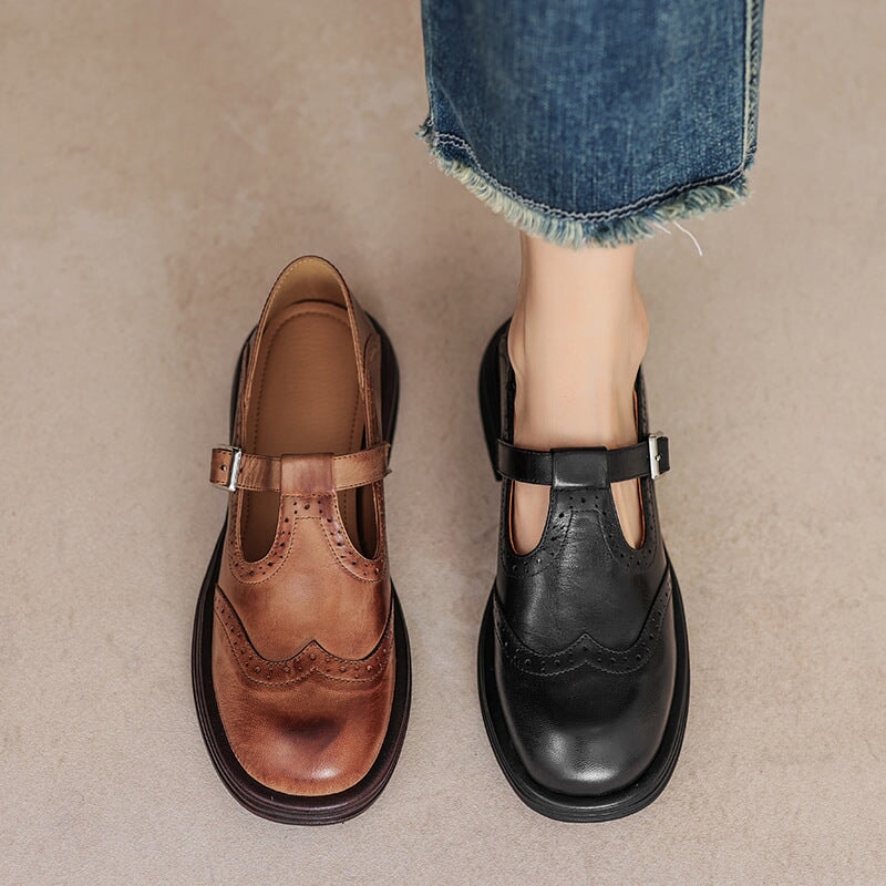 Elva™ | Elegante Mary Janes van leer
